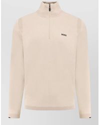 BOSS - Ribbed Half Zip Sweater - Lyst