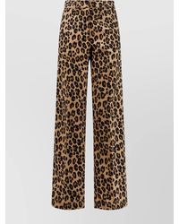 Aspesi - Animal Print Cotton Trousers With Button Detail - Lyst
