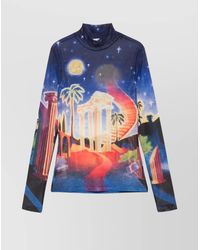 CASABLANCA - Printed High-Neck Long-Sleeve Top - Lyst