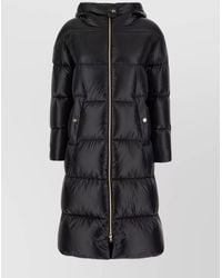 Herno - Long Quilted Down Jacket With Hood And Buttons - Lyst