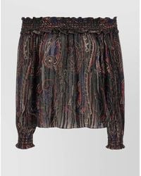 Saint Laurent - Silk Smocked Blouse - Lyst
