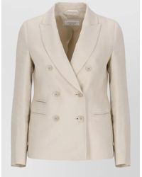 Peserico - Linen Double Breasted Blazer Peak Lapel - Lyst