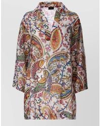 Etro - Silk Paisley-Print V-Neck Knee-Length Dress - Lyst