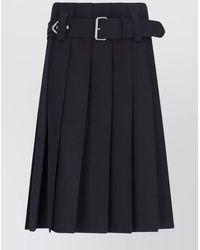 Prada - Wool Midi Pleated Skirt - Lyst