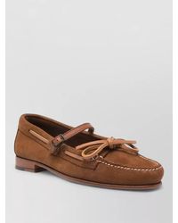 Hereu - Lorea Suede Leather Loafers Bow Buckle - Lyst