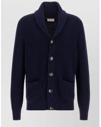 Brunello Cucinelli - Cotton English Rib Shawl Neck Cardigan - Lyst