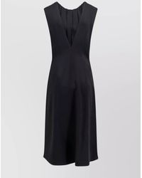 Jil Sander - Sleeveless Satin Knee-Length Dress - Lyst