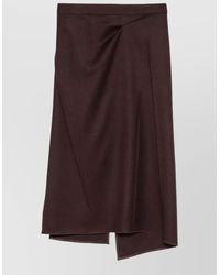 Victoria Beckham - Tailored Midi Skirt High Waist Draped - Lyst