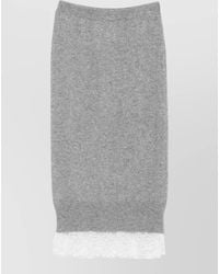 Ermanno Scervino - Cashmere Midi Skirt Lace Trim Knit - Lyst