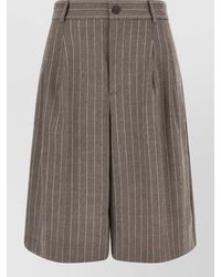 P.A.R.O.S.H. - Pinstripe High-Rise Wide-Leg Bermuda Shorts - Lyst