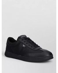 Emporio Armani - Leather Panelled Low-Top Sneakers - Lyst