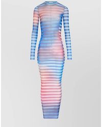 Jean Paul Gaultier - Printed Mesh Long-Sleeve Maxi Dress - Lyst