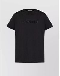 Moncler - Cotton Crew Neck T-Shirt With Logo Embroidery - Lyst