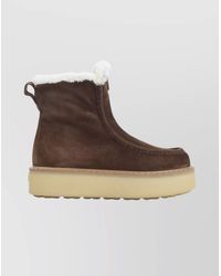 Prada - Suede Shearling Ankle Boots - Lyst