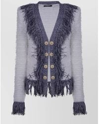 Balmain - Glittered Fringed Tweed Jacket - Lyst