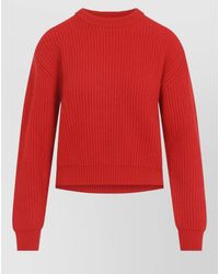 Jil Sander - Ribbed Wool Blend Crew Neck Sweater - Lyst