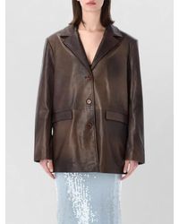 ROTATE BIRGER CHRISTENSEN - Oversized Leather Blazer Long Sleeves Lapel Collar - Lyst
