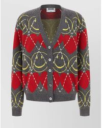 Moschino - Cashmere Wool Blend Smiley V-Neck Cardigan - Lyst