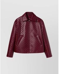 Gucci - Oversize Embossed Gg Leather Jacket - Lyst