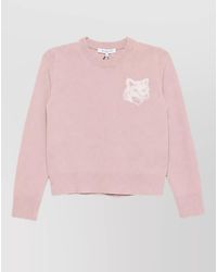 Maison Kitsuné - Merino Wool Ribbed Crewneck Sweater - Lyst