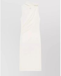 Courreges - Asymmetric Sleeveless Mock Neck Knee-Length Dress - Lyst