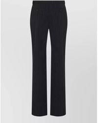 McQueen - Pinstripe Lurex Tailored Straight Slim Trousers - Lyst
