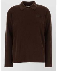 Miu Miu - Wool Polo Shirt Collared Design Long Sleeves - Lyst