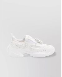 Roger Vivier - Leather Crystal-Embellished Low-Top Sneakers - Lyst
