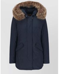 Woolrich - Down Fur Trim Longline Puffer Jacket - Lyst