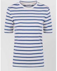 Jil Sander - Striped Cotton Crewneck Short Sleeve T-Shirt - Lyst