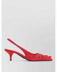 Prada - Embellished Satin Slingback Mules - Lyst