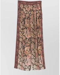 Pierre Louis Mascia - Silk Trousers Elastic Waist Patterned Wide Leg - Lyst