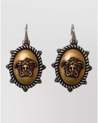 Versace - Two-Tone Metal Medusa Drop Earrings - Lyst