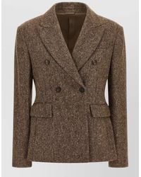 Brunello Cucinelli - Donegal Wool Double Breasted Tailored Blazer - Lyst