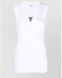 Brunello Cucinelli - Ribbed Cotton V-Neck Tank Top - Lyst