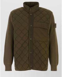 Stone Island - Quilted Nylon Jacket Front Pocket Collar - Lyst