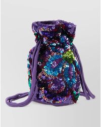 P.A.R.O.S.H. - Sequin Embroidered Floral Bucket Bag - Lyst
