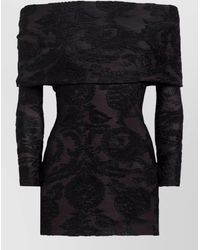 Etro - Paisley Foliage-Print Off-Shoulder Long-Sleeve Mini Dress - Lyst