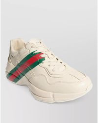 Gucci - Leather Logo-Print Sneakers - Lyst