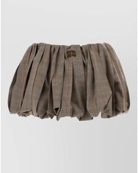 Miu Miu - Virgin Wool Embroidered Pleated Mini Skirt - Lyst