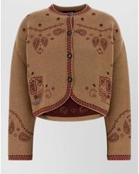 Alanui - Wool Blend Bandana Cardigan Cropped Paisley - Lyst