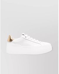Ferragamo - Calf Leather Paneled Low-Top Sneakers - Lyst