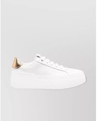 Ferragamo - Calf Leather Paneled Low-Top Sneakers - Lyst