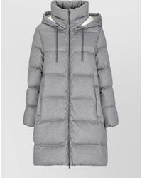 Peserico - Quilted Long Down Hooded Coat - Lyst