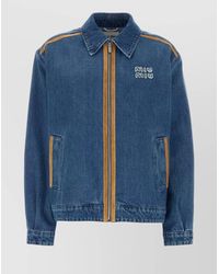 Miu Miu - Denim Jacket With Contrast Trim And Pockets - Lyst