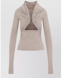 Rick Owens - Draped Cutout Long-Sleeve Jersey Top - Lyst