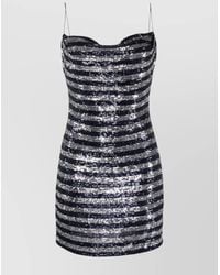 Balmain - Glitter Striped Cowl Neck Mini Dress - Lyst