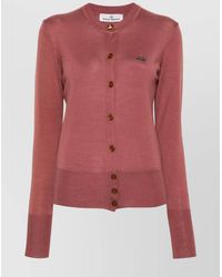 Vivienne Westwood - Silk Wool Fine Knit Logo Embroidered Cardigan - Lyst
