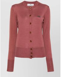 Vivienne Westwood - Silk Wool Fine Knit Logo Embroidered Cardigan - Lyst