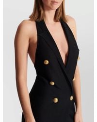 Balmain - 6 Buttons Long Halterneck Knit Dress - Lyst
